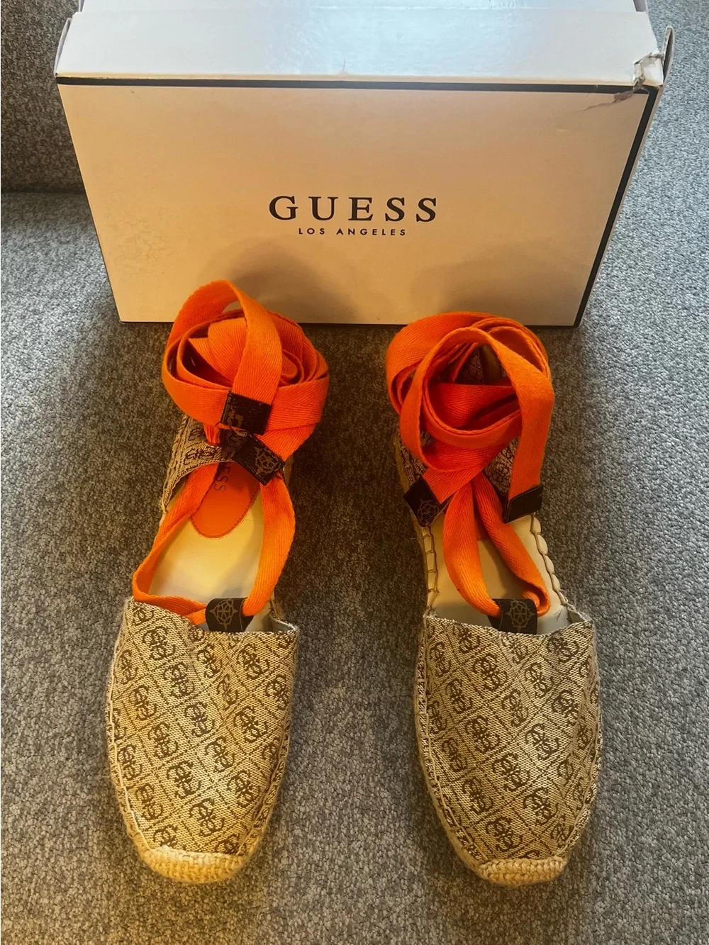 GUESS Orange Logo Espadrille Lace-Up Flats